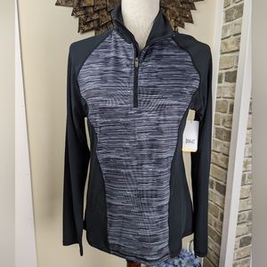NWT Everlast Black & Heathered Gray 1/4 Zip Long Sleeve Running Shirt Size Small